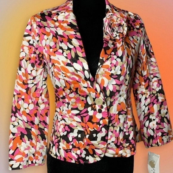 Allison Taylor Jackets & Blazers - Allison Taylor NWT Suit Jacket floral  Sz 6 Pink  White Silk Cotton S‌‌‌‌‌‌‌‍‍‍‍